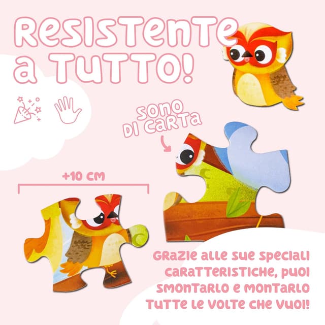 Detalle 2 de Baroni Toys Puzzle per Bambini “Uccellini” da 24 pezzi (3+) in cartone, 44x31 cm