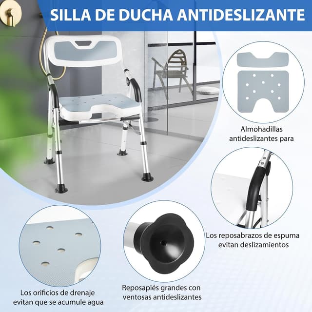 Thumbnail 4 de DEWEL Silla Ducha plegable 150 kg Gris