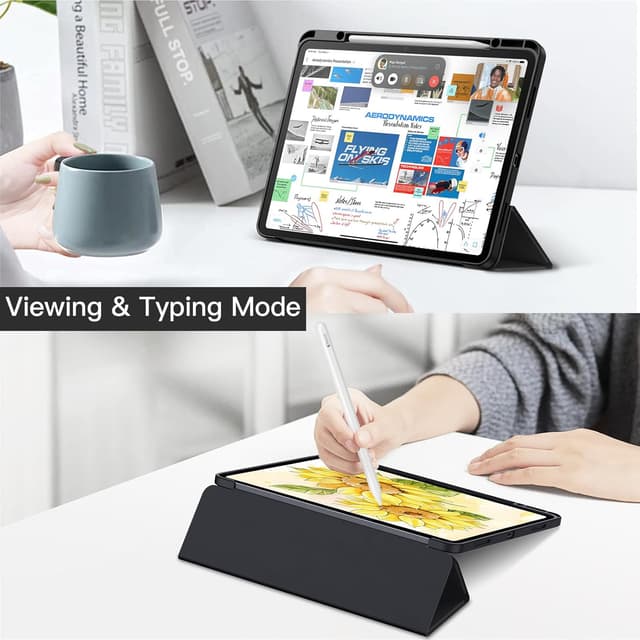 Thumbnail 6 de JETech Case for iPad Air 13-inch M4/M3/M2 (2026/2025/2024) with Pencil Holder, Clear Back Slim Stand Cover (Black)