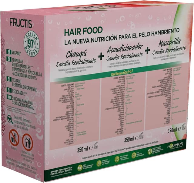 Thumbnail 1 de Garnier Fructis Hair Food Sandía 📦 Pack Champú, Acondicionador y Mascarilla