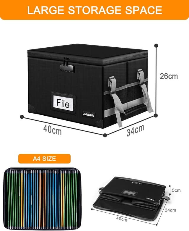Thumbnail 5 de JUNDUN File Box fireproof A4 organiser with lock
