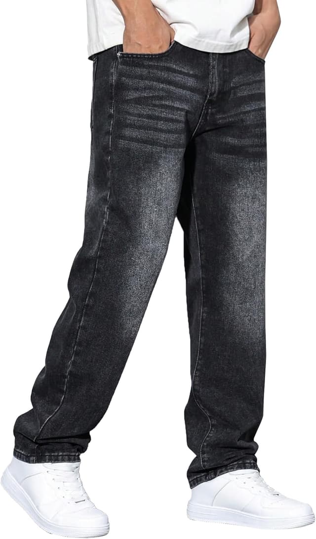 Detalle de JMIERR Herren Baggy Jeans aus Baumwolle mit Stretch – Relaxed Fit Loose Fit im Vintage-/Y2K-Look