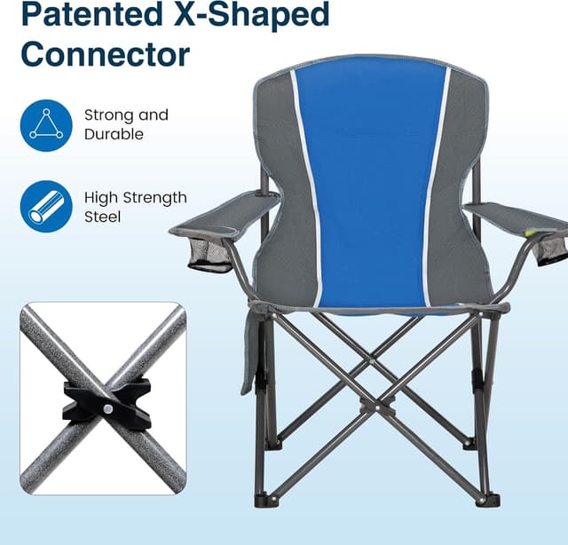 Detalle de HIGH POINT SPORTS Campingstuhl faltbar bis 160 kg mit Getränkehaltern