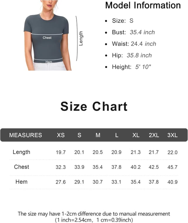 Detalle 2 de THE GYM PEOPLE Haut d’entraînement femme à manches courtes – coupe ajustée respirante pour yoga, course et fitness