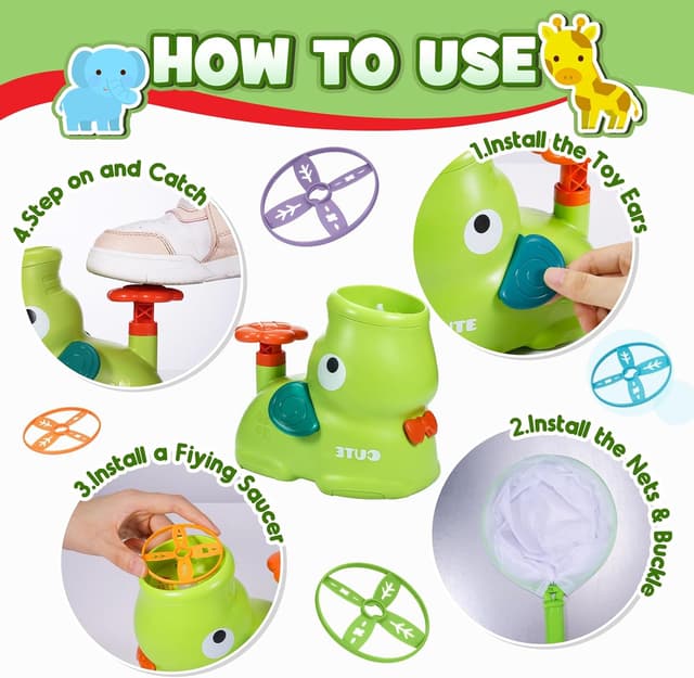 Detalle 2 de Veopoko flying disc launcher outdoor toy set for kids (ages 3–8)