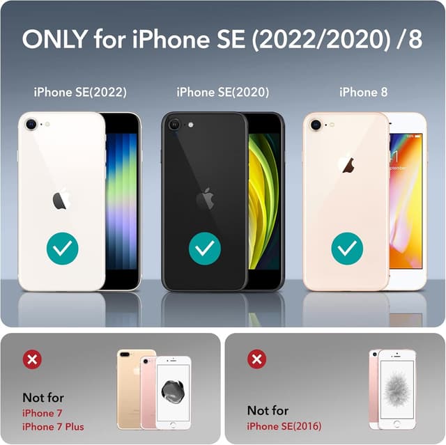 Detalle 2 de ESR Hülle für iPhone SE (2022/2020), iPhone 8 & 7 – transparente dünne TPU-Case mit erhöhter Kante