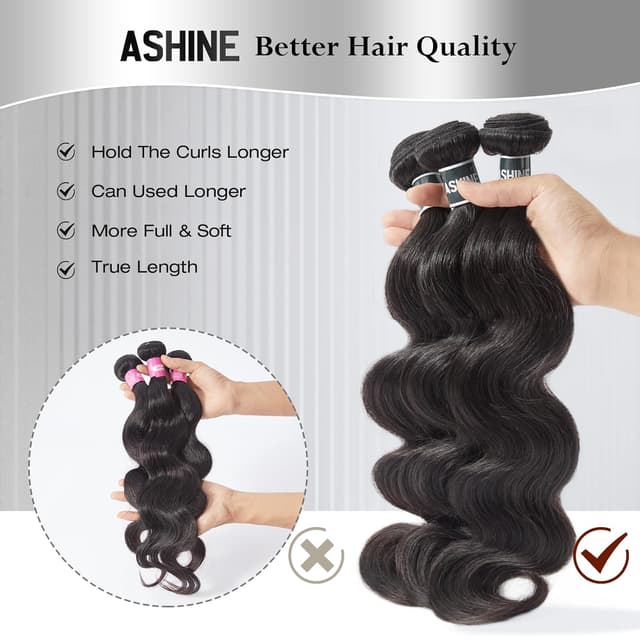 Detalle 2 de ASHINE Cambodian Raw Hair Bundles 18-inch