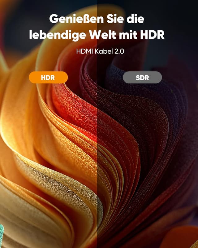 Detalle de SNOWKIDS 4K HDMI-Kabel (3 m) mit 4K@60 Hz, Nylon-Geflecht & vergoldeten Anschlüssen, inkl. Ethernet/ARC