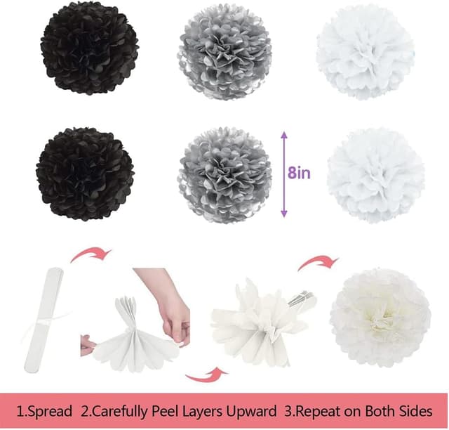 Detalle 1 de Geburtstag Deko Set Happy Birthday Schwarz Silber