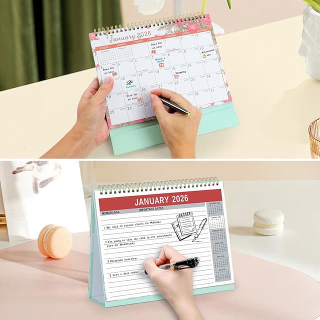 Detalle 2 de ZEEYUAN Desk Calendar 2026–2027 (Jan 2026–Dec 2027) with 24 Monthly Pages