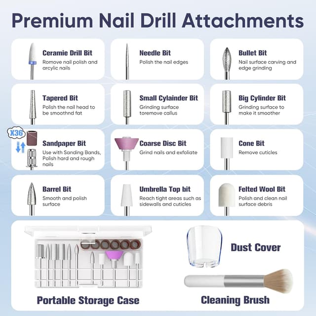 Thumbnail 5 de Oukzon NagelfrĂ€ser Kabellos 35000 U/Min đ