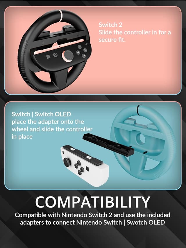 Detalle de Orzly Racing Steering Wheels Party Pack (4 Joy-Con attachments) for Switch 2 (2025)