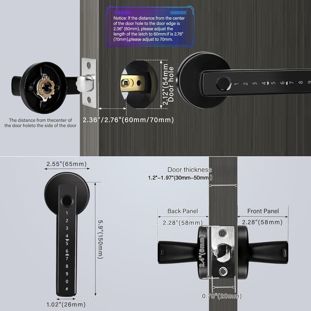 Detalle de TEKXDD smart door lock, 5-in-1 4 AAA