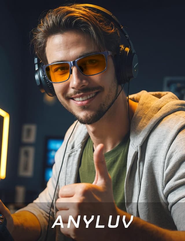 Detalle 2 de ANYLUV Blue Light Blocking Glasses for Men (Lightweight Al-Mg Metal Frames)