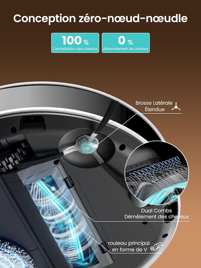 Detalle de Lefant M3 Max Robot Aspirateur Laveur avec station multifonctionnelle, navigation LiDAR et levage de serpillière 9 mm