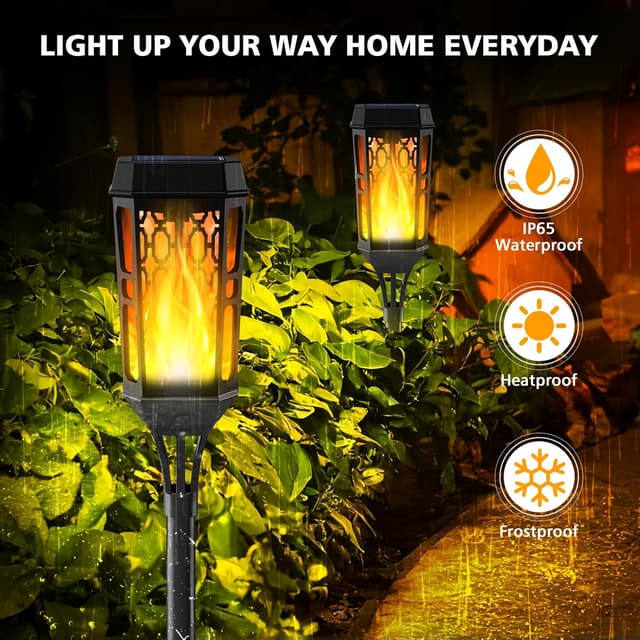 Detalle de Joltix Solari Fiamma Luci lampade solari da giardino con effetto fiamma, 6 pezzi da esterno a luce giallo caldo (IP65)