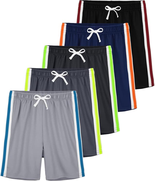Detalle de YERIOK Boys Athletic Shorts 5-Pack Mesh