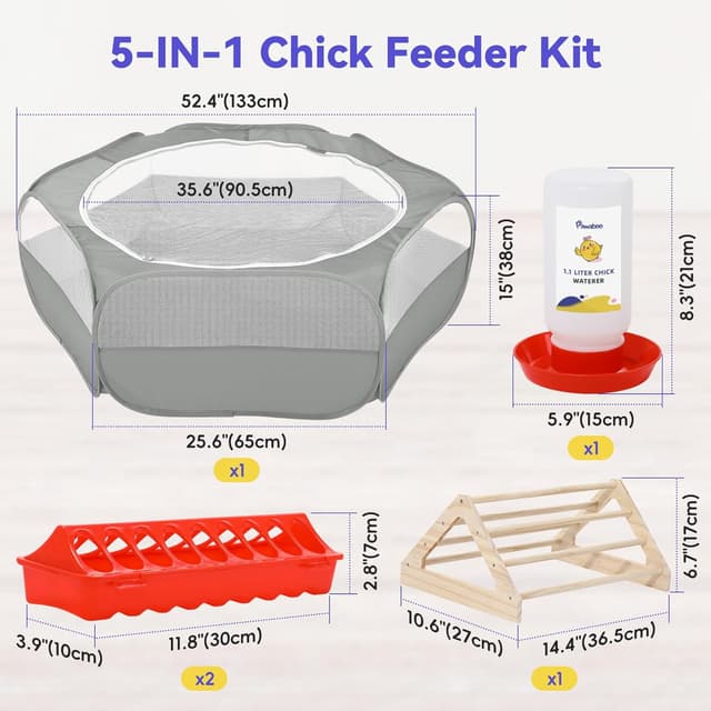 Thumbnail 5 de Pawaboo 5-in-1 Chicken Brooder Box for Chicks 🐔