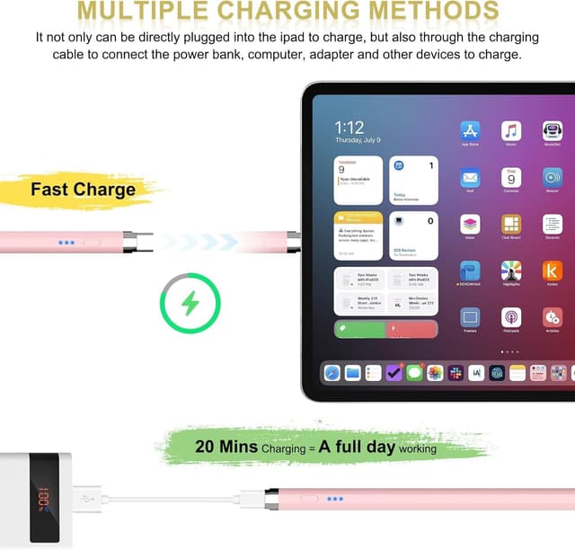 Detalle de Pencil 1. Generation für iPad (2018–2025) mit USB‑C Schnellladung & magnetischer Absaugung – passend für iPad 11/12,9