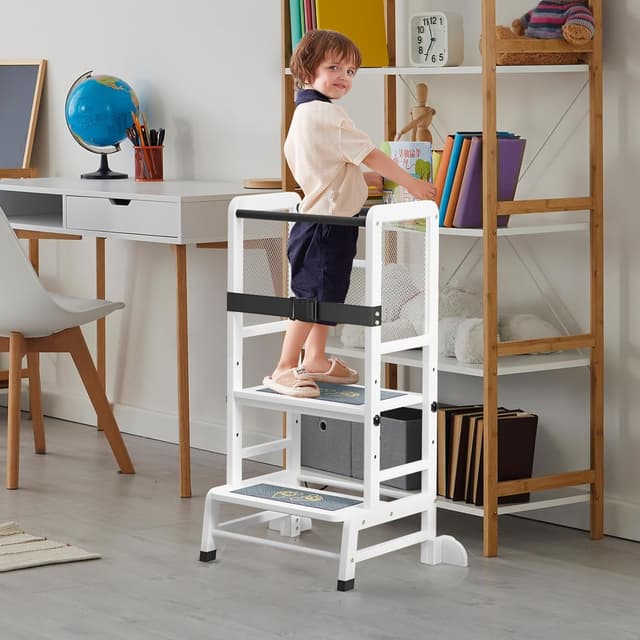 Detalle de Skokliz Kids Standing Tower nursery step stool with adjustable height (anti-tip support corners)