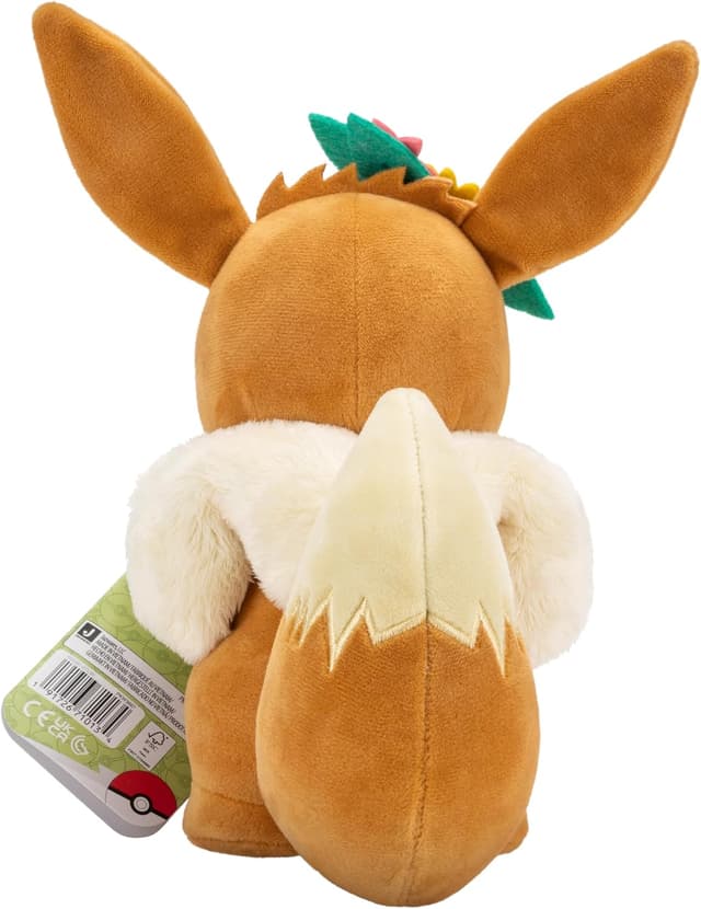 Detalle 2 de Peluche ufficiale Pokémon Evoli con corona floreale da 20 cm (PKW3667)