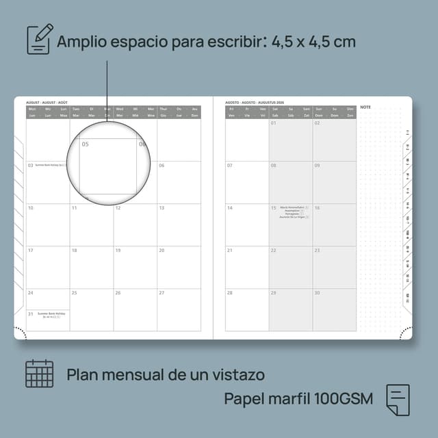 Detalle 2 de POPRUN Agenda 2026 Semana Vista Bolsillo 16 x 10,5 cm