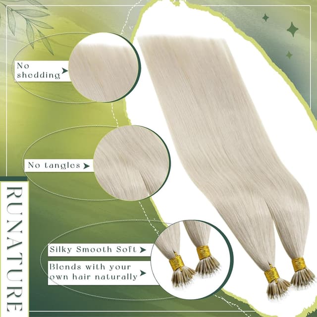 Thumbnail 3 de RUNATURE Nano Ring Extension Capelli Veri Bianco Biondo #800