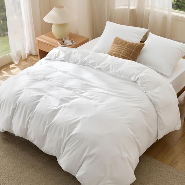 Detalle de Bedsure Parure housse de couette 260x240 cm en microfibre polyester certifiée Oeko-TEX (blanc) + 2 taies 65x65 cm