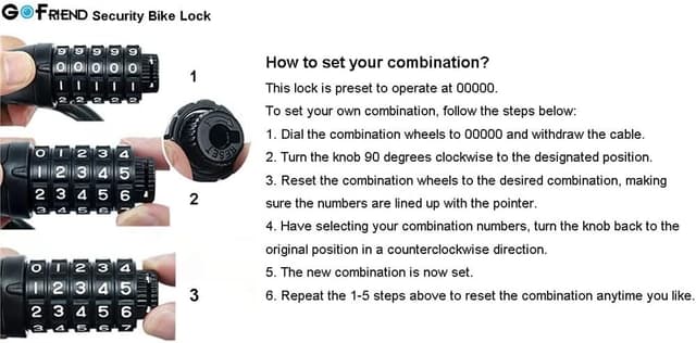 Thumbnail 6 de GOFRIEND 5-Digit Combination Coiling Cable Lock (1.2m x 12mm) for Outdoors