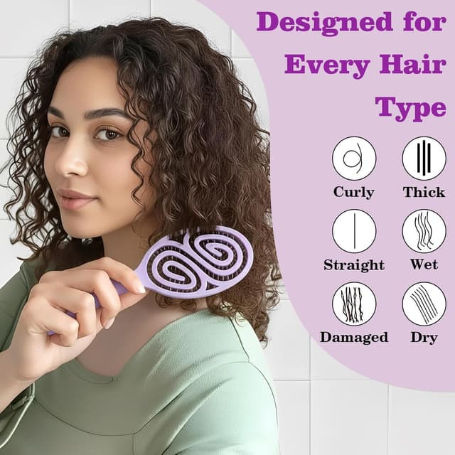 Detalle 2 de Spazzola Capelli Districante viola con ventilazione a velocità e denti distanziati