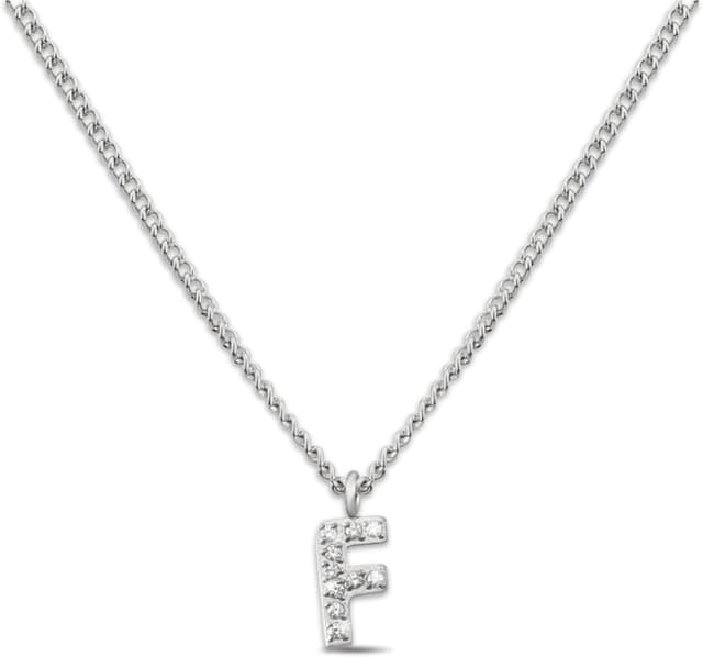 Detalle de GD GOOD.designs Buchstabenkette in Silber (316L Edelstahl) mit Zirkonia für Damen