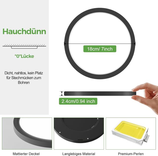 Detalle 2 de zemty 3Farben Deckenleuchte 15W Ø18cm