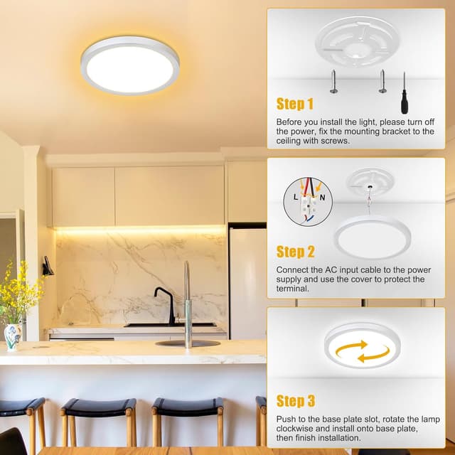 Thumbnail 6 de Befurglor 18W LED Ceiling Light 2000 lm, 23 cm