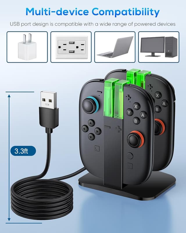 Detalle 2 de Switch 2 Ladestation für Joy-Con 2 (2025) – 4-fach Ladesockel mit LED-Anzeige