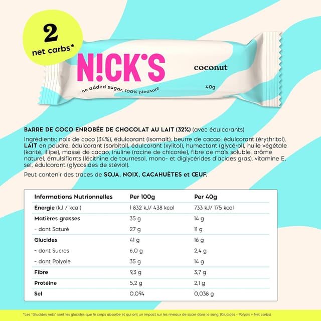 Thumbnail 1 de NICKS Barre Keto Noix de Coco