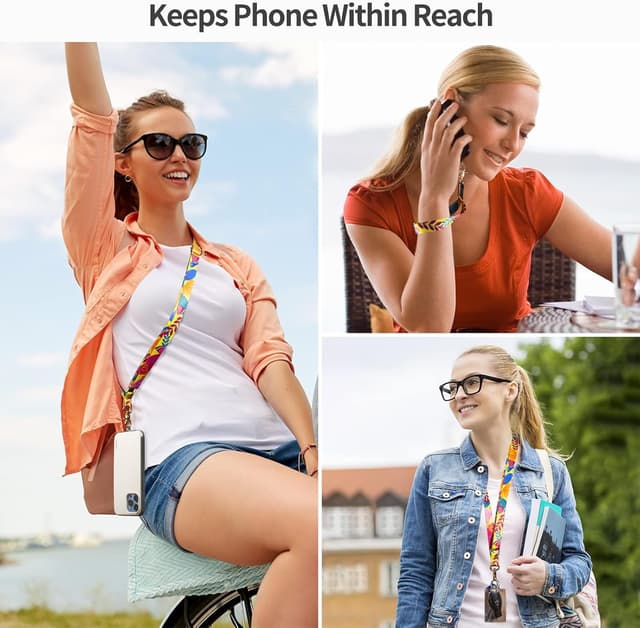 Detalle 2 de DGHYDZ universal adjustable cell phone lanyard with wrist strap and crossbody neck lanyard