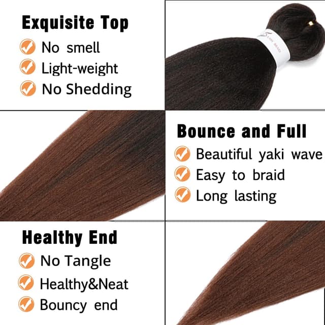 Detalle de Braiding Hair Pre Stretched 24 inch Ombre Braiding Extensions (8 Packs) Soft Yaki Texture