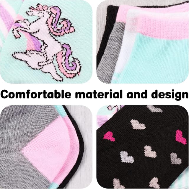 Detalle de L&K-II calzini da ginnastica per bambina in cotone, motivi colorati (confezione 10/12 paia)