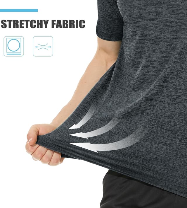 Detalle de TACVASEN maglietta running uomo a asciugatura rapida con strisce riflettenti