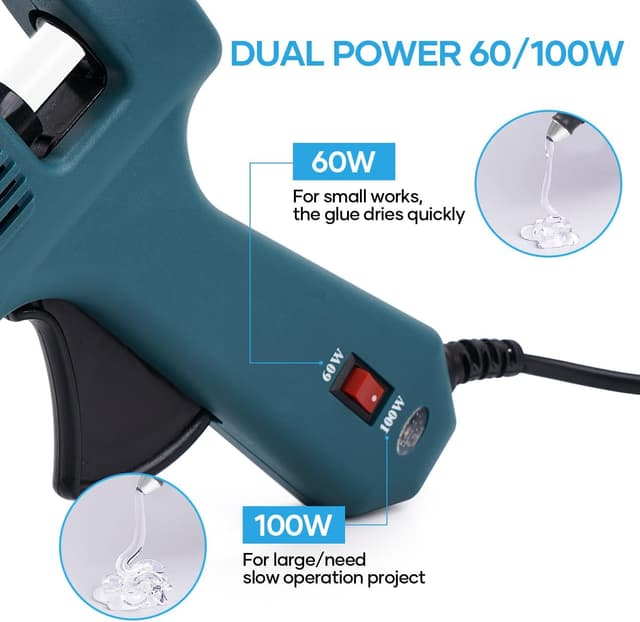Detalle 2 de Fireproof 60/100W Full Size Hot Glue Gun with 15 Glue Sticks (Green)