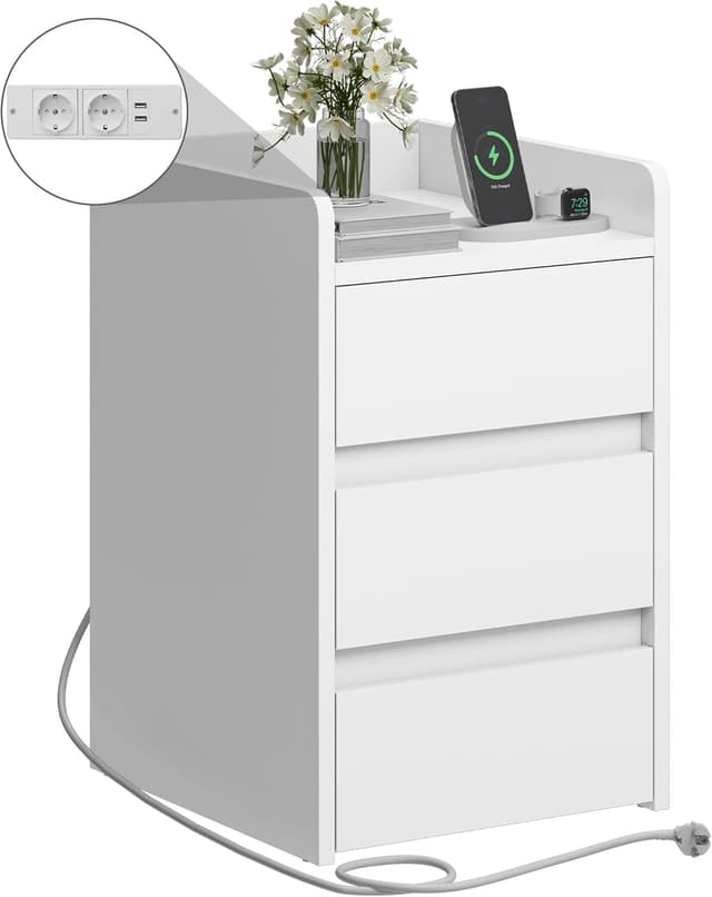 Thumbnail 6 de YITAHOME Mesita de Noche con Carga USB y 3 Cajones