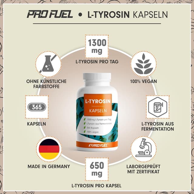 Detalle de L-Tyrosin Kapseln 1300 mg Tagesdosis