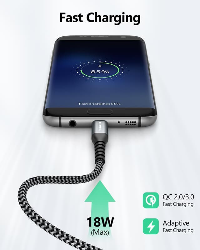 Detalle de SUNGUY Pack de 3 câbles micro-USB courts 1FT/0,3 m pour charge et synchronisation