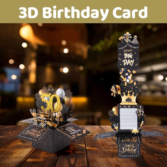 Detalle de Carte d’anniversaire OFFCUP 50 ans en pop-up 3D (amovible) avec enveloppe