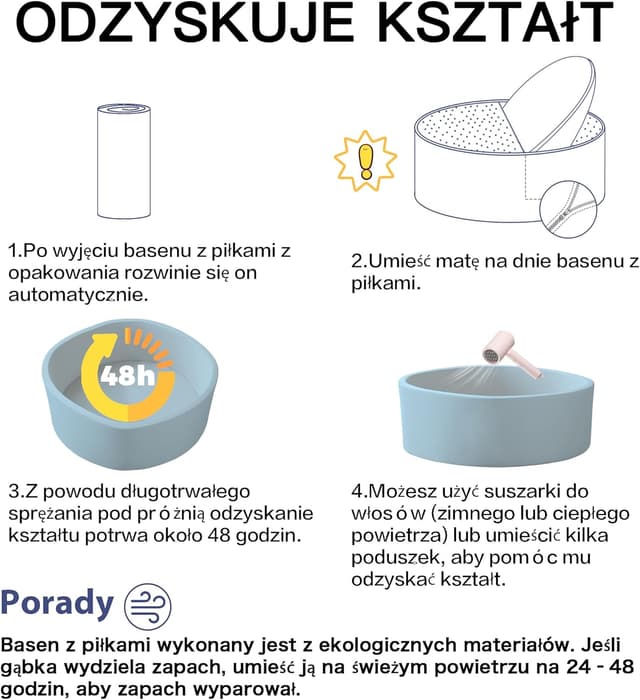 Detalle 2 de Zedachica Bällebad für Babys aus Schaumstoff (90 x 30 cm), hellblau – für drinnen & draußen, ohne Bälle