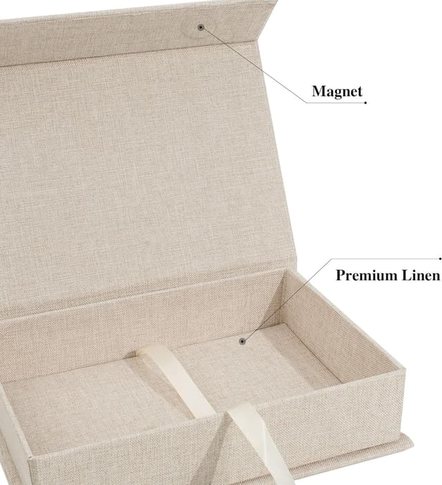 Thumbnail 3 de Hiwhy Foto Aufbewahrungsbox 13x18 cm Leinen Beige