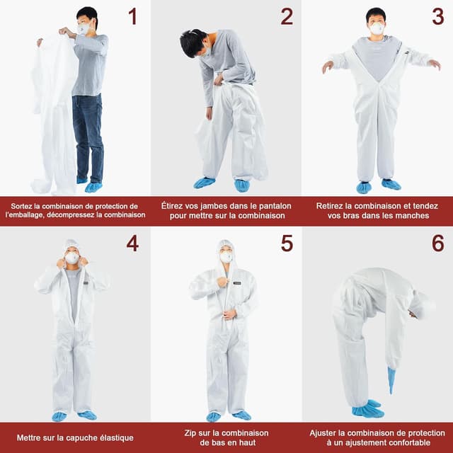 Thumbnail 6 de Combinaisons de protection Hazmat 7 tailles 🛡