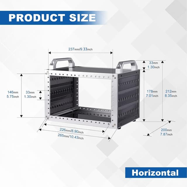 Detalle de GeeekPi DeskPi RackMate TT mini armoire serveur (3U 10 pouces) pour mini PC, réseau et setup AV