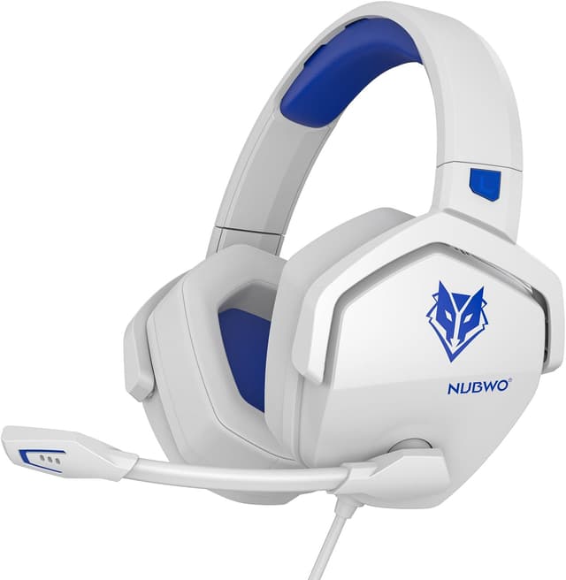 Detalle de NUBWO N16 Wired Gaming Headset with Microphone for Xbox, PS5, PS4, PC, Switch & Mac (3.5mm) – White Blue