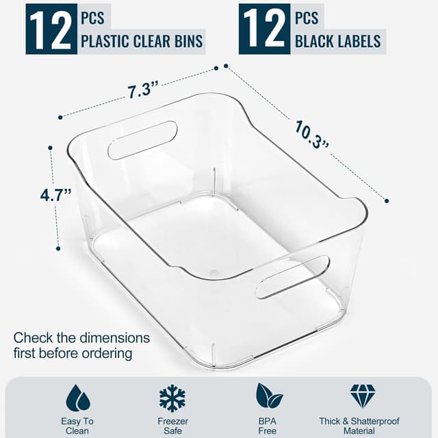Thumbnail 6 de SOHO Collection L 12-Pack Clear Storage Bins